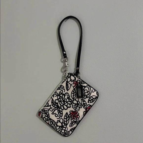 Coach Black and Red Floral Wristlet - Picture 2 of 4